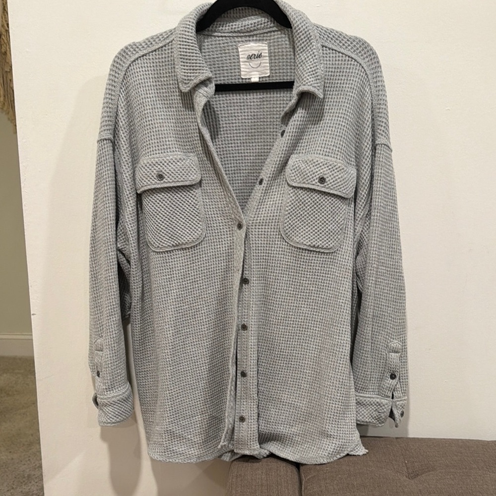 Aerie waffle button up - small